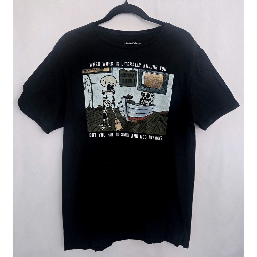 Spongebob Squarepants L Work‎ Meme T Shirt Skeleton Dark Humor Nickelodeon 2022